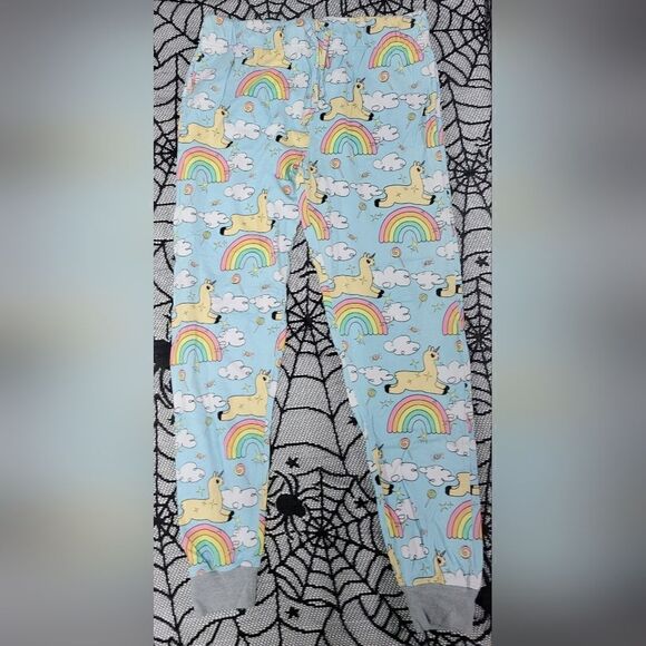 Llamacorn Rainbow Candy Themed Multi Colored Pajama Pants - Picture 3 of 4